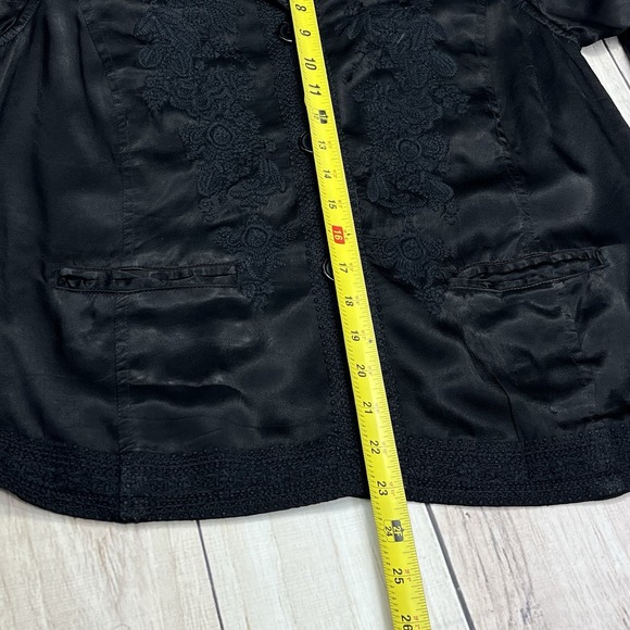 Johnny Was Crosyen Satin Embroidered Lightweight Jacket Sz S Black Elegant Party - Picture 7 of 7